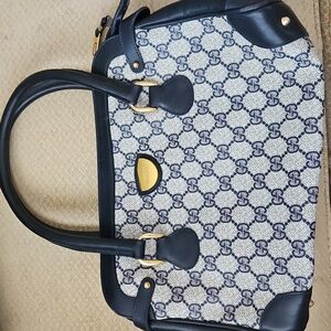 Gucci Vintage 1980s Navy Satchel Purse